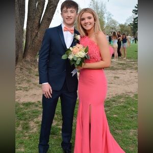 Pink feather prom dress from xoxo formals size 2-4!